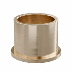 Lubricated general purpose metallic flanged sleeve bearing made from SAE 841 bronze. Features a 50 mm bore, 60 mm outer diameter, 50 mm length, and operates from -35°F to 300°F. Suitable for rotating or oscillating shaft applications in industrial machinery, conveyors, and material handling equipment. Sold in a pack of 2.