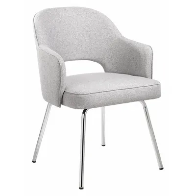 BOSS Barrel Chair: Gray, Silver, 0 Casters/Glides, 22 1/2 in Overall Wd, 32 in Overall Ht - Guest & Side Chairs