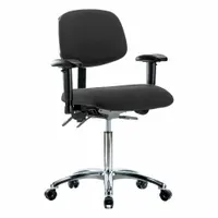 ESD Task Chair: Fabric, Arms Included, Ht Range 21 1/2 in to 29 in, 18 1/2 in Seat Wd, 17 in Seat Dp (MPN BR-ESD-FMBCH-CR-T1-A1-NF-EC-ESDBLK)