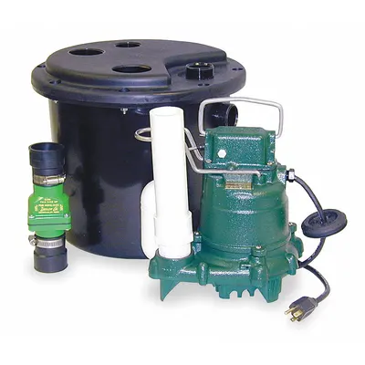 ZOELLER Sink Drain Pump System: 5 gal, 1/3 hp, 115V AC, 34 gpm Flow Rate @ 10' of Head - General Purpose Sink Drain Pump Systems