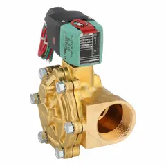 This 2-way, 2-position normally closed solenoid valve is designed for on/off control of compatible fluids in industrial piping systems. It features a 1-1/2 in pipe size and operates on 24 to 120V AC/DC. The watertight coil enclosure suits washdown or outdoor environments. Suitable for process automation and moderate flow applications.