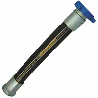 This hose assembly is designed for transferring hydrocarbon fluids in oil and gas exploration. It features a nitrile blend tube and Bruiser cover for abrasion and weather resistance. Rated for 400 psi with a temperature range of -40° to 200°F, it is suitable for demanding field operations