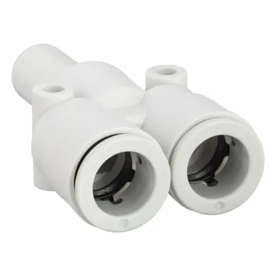 SMC KQ2U12-99A Push-Fit Wye Fitting, 12 mm OD, Polybutylene Terephthalate, White - Polybutylene & Brass Tube Fittings