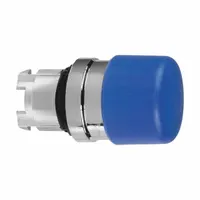 SCHNEIDER Mushroom Head Push Button: Blue, 22 mm Mounting Size, Metallic, Momentary (MPN ZB4BC64)
