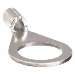 Non-insulated ring terminal for #6 stud size, accepting 26 AWG to 22 AWG wire. Rated 600 V with butted barrel and seam construction. Suitable for creating secure electrical connections in control panels, machinery, and industrial equipment.