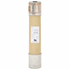 R-rated time-delay cylindrical fuse rated 4.8 kV AC and 100 A with indicating feature. Used for overcurrent protection in medium-voltage industrial electrical systems, such as motor circuits and transformers.