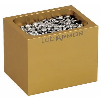 LAB ARMOR Single Gold Bead Block: Aluminum, 3 in Overall Wd, 3 3/4 in Overall Lg - Dry Bath Blocks