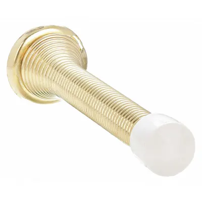 OEM Brass Spring Door Stop, Wall-Mounted, Gold Finish, 3 in L x 1 in W x 15/16 in H - Standard Door Stops