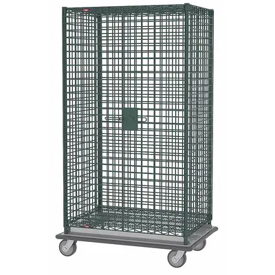 METRO Security Cart: 900 lb, 36 in L x 24 in W Self, 39 in L x 28 in W x 69 in H Overall Dim - Antimicrobial Wire Security Carts
