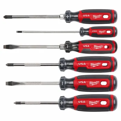 MILWAUKEE Screwdriver Set: 1-10 Pieces, 6 Pieces, Cabinet/Phillips/Slotted Tip - General Purpose Screwdriver Sets