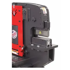 This add-on press brake station is a punch-type accessory for EDWARDS ironworkers. It expands the forming capabilities of compatible models, allowing operators to perform bending operations on metal. Suitable for fabrication and metalworking applications requiring precise bends.
