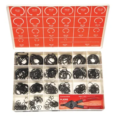 ITW BEE LEITZKE Retaining Ring Assortment,395 pcs,Inch: Inch, Housing Ring, Steel, Black Phosphate - Internal Ring Assortments