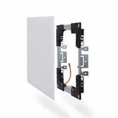 This steel latching access door is designed for ceiling mounting, providing secure access to mechanical, electrical, or plumbing systems. The door is 20 ga steel, the frame is 24 ga steel, and the unit is powder coated white.