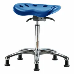 Polyurethane Lab Stool, Blue, 20-28 in Height, 17 in Seat Width, 14 in Seat Depth, Aluminum Base with 5 Glides