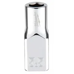 This 1/4 in drive, 5.5 mm socket features a 6-point design for gripping fastener flats and a chrome finish. The anti-roll geometry prevents the socket from rolling on sloped surfaces. Suitable for tightening or loosening metric hex fasteners in general maintenance and assembly tasks.