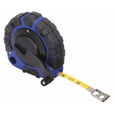 WESTWARD Long Tape Measure: Assisted,, SAE, 50 ft, 1/8 in, Plastic with Grip, Inch - Closed-Reel Long Tape Measures
