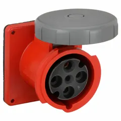 Watertight pin and sleeve receptacle rated 125/250V AC, three-phase, 60 A, with 3 poles and 4 wires. Suitable for industrial power connections in environments requiring a weather-resistant enclosure.