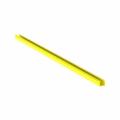 Yellow fiber-routing raceway with rigid PVC channel and ABS fittings, measuring 72 in x 2 3/16 in x 2 in. Used to route and protect fiber-optic cables in structured cabling environments, providing organized pathways for cable management.