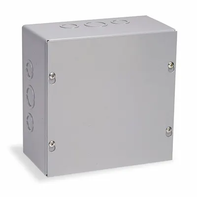 WIEGMANN Enclosure: Steel, 24 in x 24 in x 4 in, NEMA 1, Solid Cover, Screw On - Steel Indoor Enclosures with Screw-On Covers