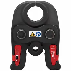 This press jaw is designed for use with standard and extended press tools to form connections on 1-inch carbon steel or stainless steel pipe. It is constructed from carbon steel and steel materials. Typical applications include joining pipe in plumbing and mechanical systems.