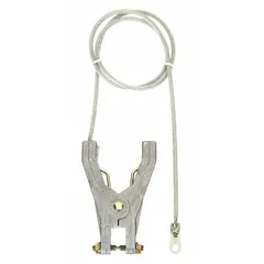This terminated bonding and grounding wire is 5 ft long with a clear PVC jacket and a carbon steel conductor. It features a hand clamp with a 3/4 in opening span and a 1/4 in terminal screw. Used for bonding and grounding applications to equalize electrical potential and prevent static discharge.