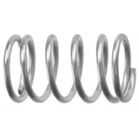 Cylindrical compression spring made from 302 stainless steel with closed, ground ends. Measures 1 3/4 inches in length. Supplied in a pack of 5. Used to resist compressive forces and store energy in applications such as valves, pumps, and machinery
