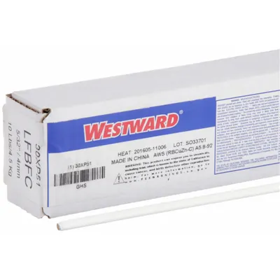WESTWARD Brazing Alloy: Low-Fuming Bronze, 0%, RBCuZn-C, 5/32 in x 36 in - Low-Fuming Bronze Brazing Alloys