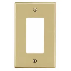 This 1-gang wall plate is designed for decorator-rocker switches and receptacles in standard wall box openings. Constructed of polycarbonate, it provides impact resistance for residential and commercial installations. The ivory finish matches common device colors.