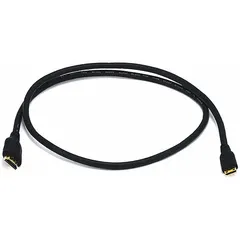 This 6 ft cable connects devices with a Mini HDMI output, such as cameras or tablets, to an HDMI display. It supports 18 Gbps bandwidth for high-resolution video and DTS-HD Master Audio, suitable for home theater and professional AV setups. The cable features a plastic jacket and Mini HDMI male to HDMI male connectors.