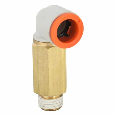 SMC KQ2W13-35AS Push-to-Connect x MNPT Elbow Fitting, Brass, White, 1/4" Thread - Polybutylene & Brass Tube Fittings
