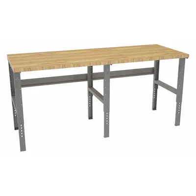TENNSCO Workbench: Adj Ht, Butcher Block, 96 in x 36 in, 4,000 lb Overall Load Capacity - Open-Base Workstations