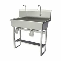 SANI-LAV Wash Station: 45 in Overall Ht, 37 in Bowl Lg, 8 in Bowl Dp, 0.5 gpm Flow Rate, 16 ga (MPN 54FK2.5)