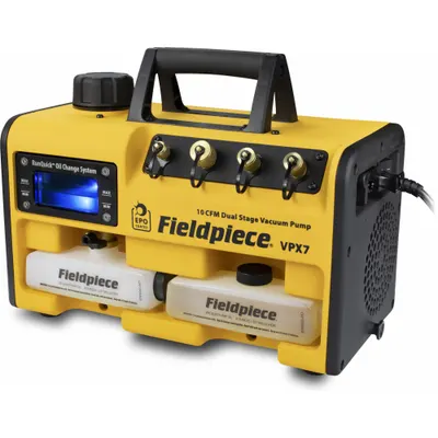 FIELDPIECE Vacuum Pump: 10 cfm, 15 micron Ultimate Vacuum, 120V AC, A2L Compatible - A2L Compatible Refrigerant Evacuation Pumps
