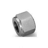 This compression fitting nut is part of the HAM-LET Let-Lok series, designed for double-ferrule connections on 1 in OD stainless steel tubing. Made of stainless steel, it is compatible with Parker A-LOK fittings. Used in industrial fluid systems to secure leak-tight joints in hydraulic, pneumatic, and process instrumentation applications