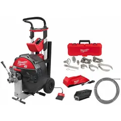 This cordless drum machine head kit and cable is powered by the MX FUEL battery system. Designed for use with 3 in to 6 in pipe, it is suitable for clearing blockages in drain lines. The kit includes the head and cable for professional drain cleaning applications.