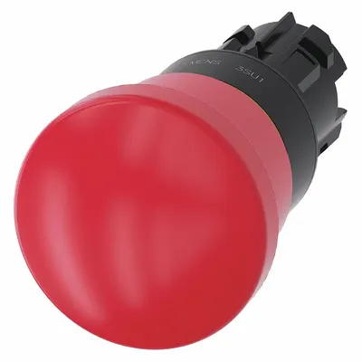 Siemens Mushroom Head Push Button: Red, 22 mm Mounting Size, Non-Metallic - Mushroom-Head Push-Button Operators
