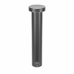 Steel clevis pin with plain finish, 1/4 in diameter and 1-3/8 in shank length. Used with a clevis to form a pivot joint in linkages, actuators, and rigging. Supplied in a 25-pack. Inch series.