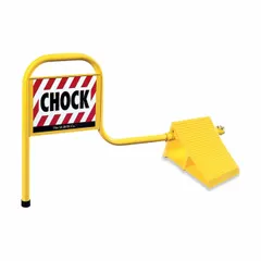 This aluminum wheel chock is designed for vehicles up to 33,000 lb with wheels up to 42 in diameter. It features a 31 in overall length and extended handles for easy placement. The lightweight, cold-resistant construction ensures reliable blocking in demanding industrial environments such as loading docks, warehouses, and maintenance bays.