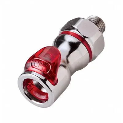 CPC Quick Connection Coupling: Straight, 1/4 in Pipe Size, Warm Red, Quick Disconnect - Chrome-Plated Brass Quick-Disconnect Tube Fittings