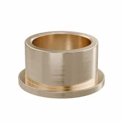 This flanged sleeve bearing is made from SAE 841 bronze, a self-lubricating material suitable for rotating or oscillating applications. It has a 16 mm bore, 20 mm outer diameter, and 12 mm length, with an operating temperature range of -35°F to 300°F. The bearing is sold in a pack of 10 and is commonly used in conveyors, pumps, and industrial machinery.