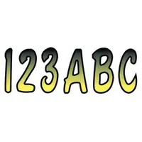 Letter and Number Label Set: 3 in Character Ht, Indoor/Outdoor, Non-Reflective, Proprietary, Die Cut (MPN GYEBKG200)