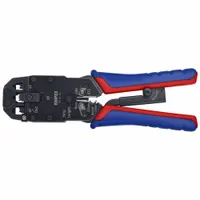 KNIPEX Crimper: For RJ-10/RJ-11/12/RJ-45, Telephone Cable, 7 7/8 in Overall Lg, Deluxe Cushion Grip (MPN 97 51 12)