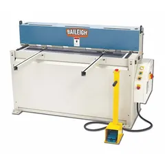 Hydraulic foot-pedal shear with 52-inch maximum cut width and 10-gauge capacity. Designed for straight cuts on sheet metal in fabrication and metalworking operations.