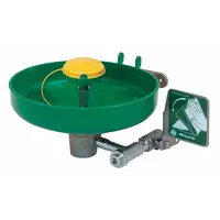 HAWS Plumbed Eyewash: Std, Wall Mnt, Eyes and Face Coverage, Uncovered, Plastic Bowl, Push Plate (MPN 7260B-7270B)