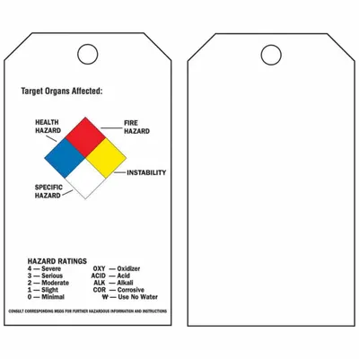 BRADY Tag: Polyester, Rectangle, 5 3/4 in Ht, 3 in Wd, 0.01 in Thick, Indoor/Outdoor - Safety