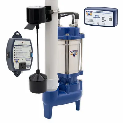 PRO SERIES PUMPS Sewage Ejector Pump: Cast Iron, Single Phase, 2/5 hp, 115V AC, 22 ft Max. Head - Wi-Fi Enabled Sewage Ejector Pumps