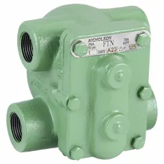 Cast iron float and thermostatic steam trap with 1 in FNPT connection, maximum capacity of 1,190 lb/hr, and maximum operating pressure of 125 psi at 450°F. Designed for horizontal installation in steam systems to automatically drain condensate while preventing steam loss. Suitable for use on steam mains, heat exchangers, and process equipment.