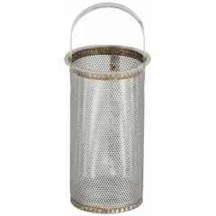 Replacement basket for 2 in Series Strainers, constructed from 304 stainless steel with a 0.062 in screen size. Measures 6.3125 in length. Suitable for filtering particulates from steam, water, or other process fluids in industrial piping systems.