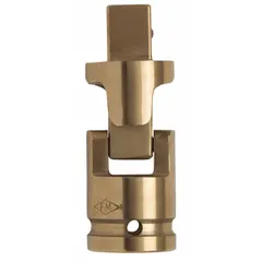 Non-sparking flex hand socket adapter with 1/4 in square input and output drive sizes. Unfinished finish. Used with hand tools to access fasteners at an angle in confined spaces where ignition risk must be minimized.