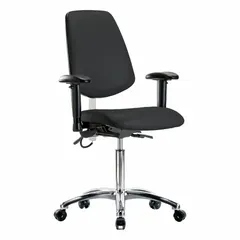 Vinyl ESD Task Chair with Arms, Aluminum Base, Height Range 21 1/2" to 29"